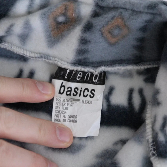 Vintage Trend Basics Grey & Cream Reindeer  Fleece Quarter Zip Sweater M - Picture 12 of 12